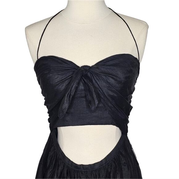 Zimmerman Iris Picnic Dress 100% Linen in Black Size 1 NWT $795 - Picture 6 of 14